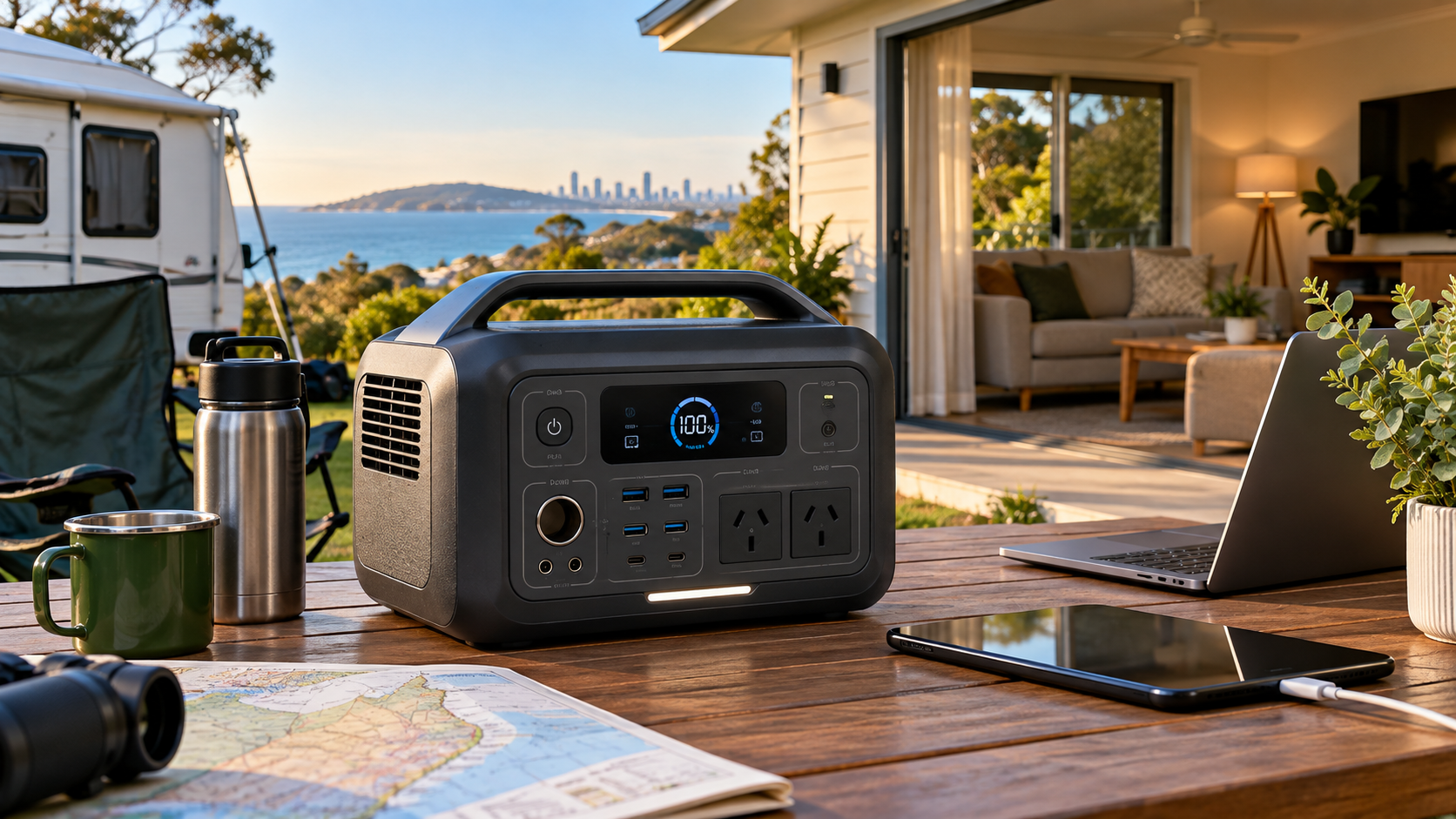 Portable power station for home backup, camping and caravanning in Australia